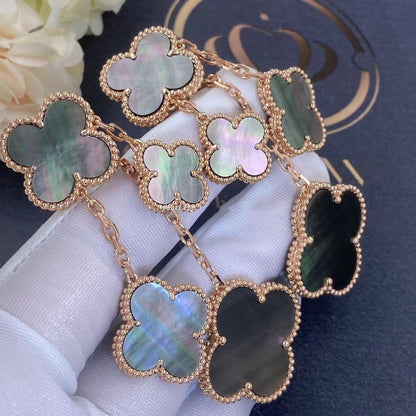 [ORA]CLOVER EARRINGS DARK MOP 4 MOTIFS ROSE GOLD