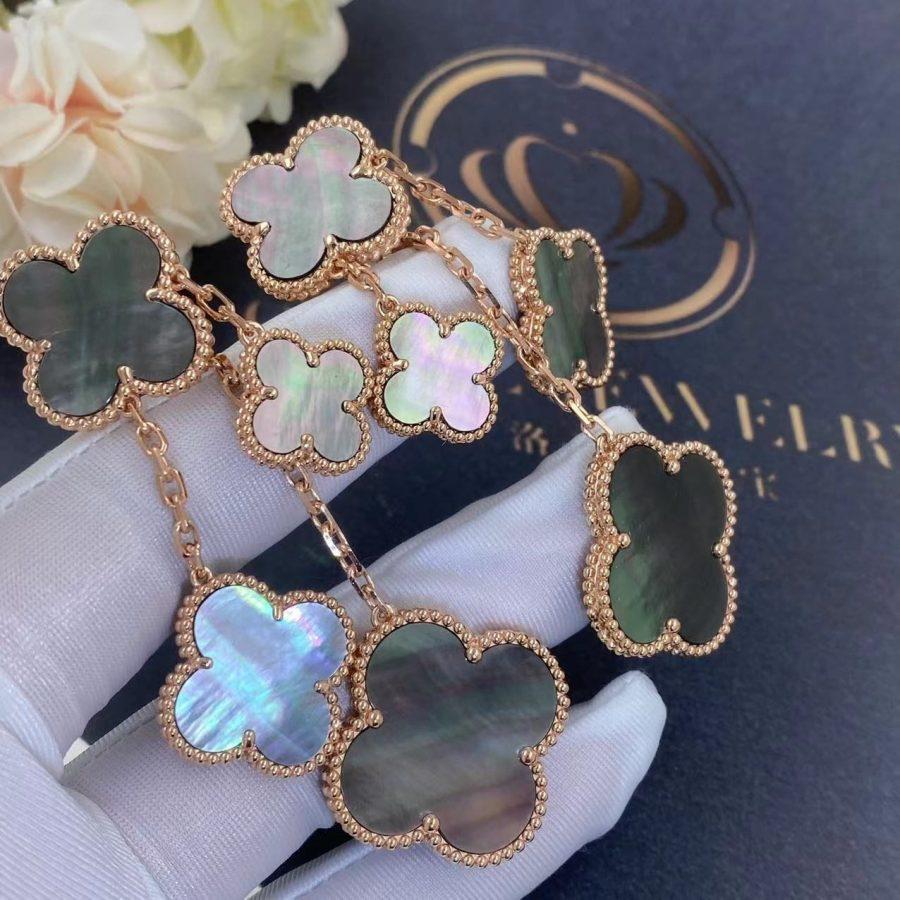 [ORA]CLOVER EARRINGS DARK MOP 4 MOTIFS ROSE GOLD