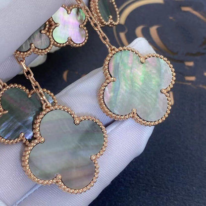 [ORA]CLOVER EARRINGS DARK MOP 4 MOTIFS ROSE GOLD