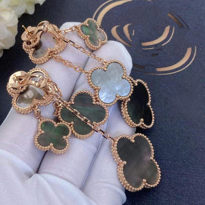 [ORA]CLOVER EARRINGS DARK MOP 4 MOTIFS ROSE GOLD