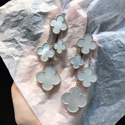 [ORA]CLOVER EARRINGS WHITE MOP 4 MOTIFS SILVER
