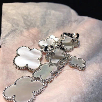 [ORA]CLOVER EARRINGS WHITE MOP 4 MOTIFS SILVER