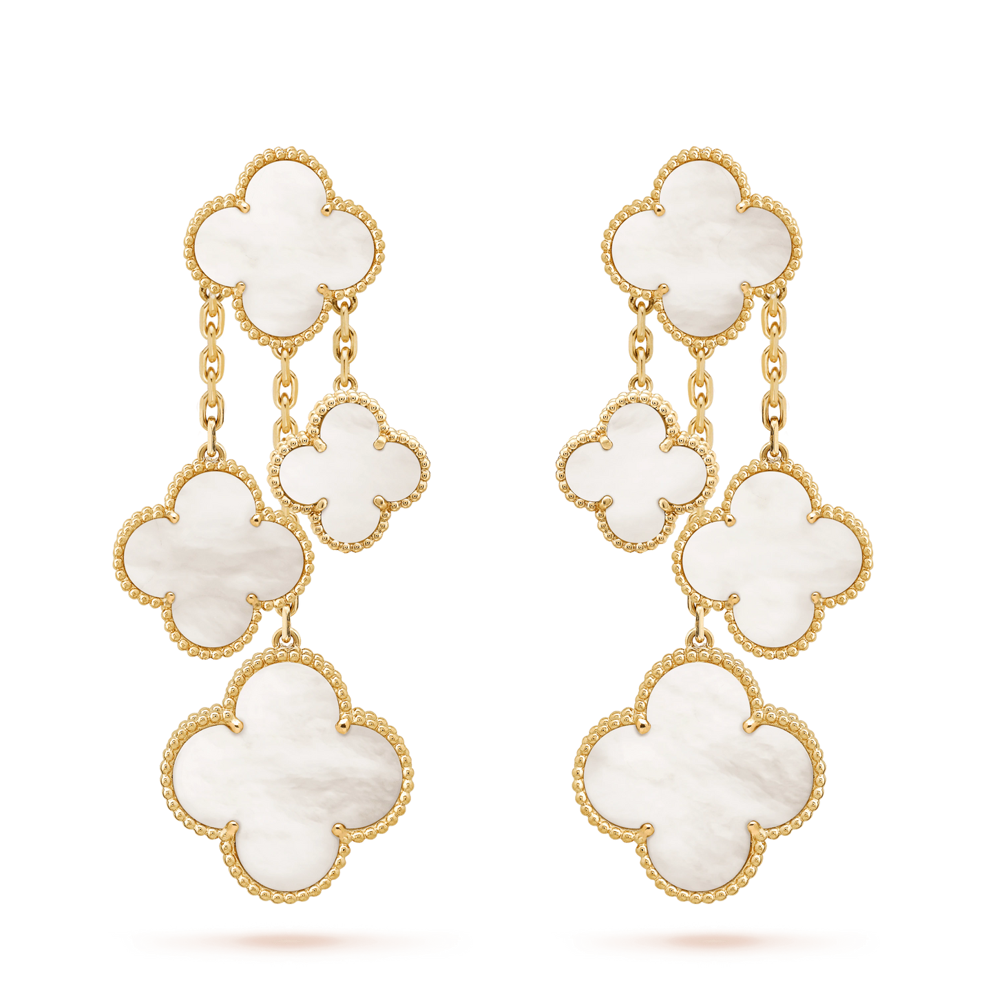 [ORA]CLOVER EARRINGS WHITE MOP 4 MOTIFS GOLD