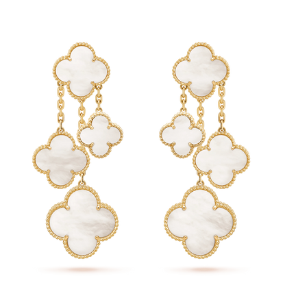[ORA]CLOVER EARRINGS WHITE MOP 4 MOTIFS GOLD