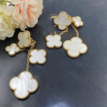 [ORA]CLOVER EARRINGS WHITE MOP 4 MOTIFS GOLD