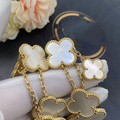 [ORA]CLOVER EARRINGS WHITE MOP 4 MOTIFS GOLD
