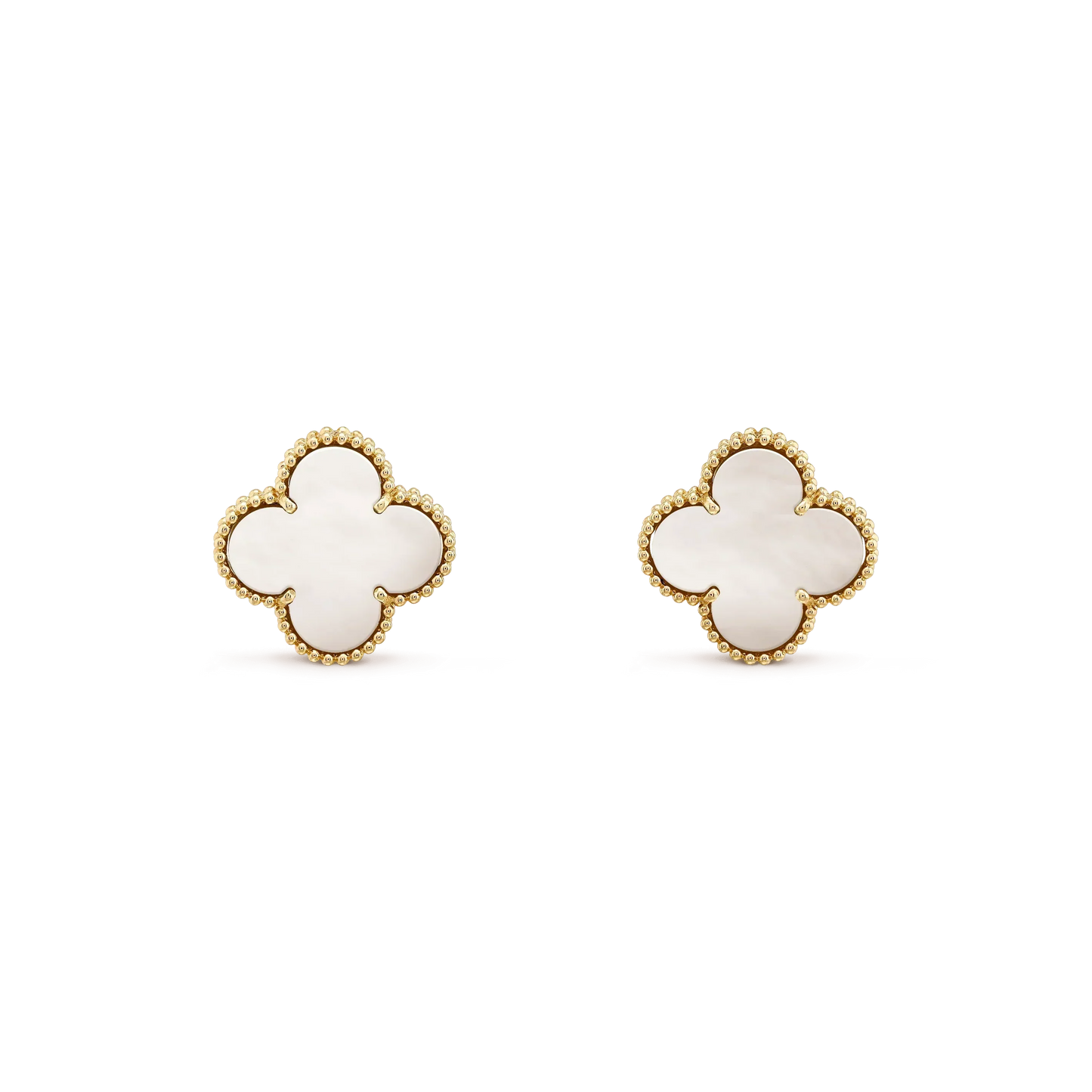 [ORA]CLOVER MEDIUM 1 MOTIFS  WHITE MOP STUD EARRINGS