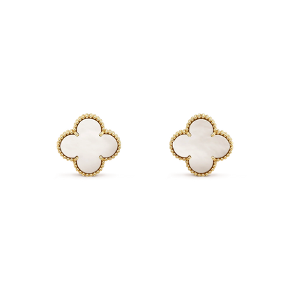 [ORA]CLOVER MEDIUM 1 MOTIFS  WHITE MOP STUD EARRINGS