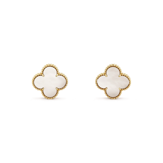 [ORA]CLOVER MEDIUM 1 MOTIFS  WHITE MOP STUD EARRINGS