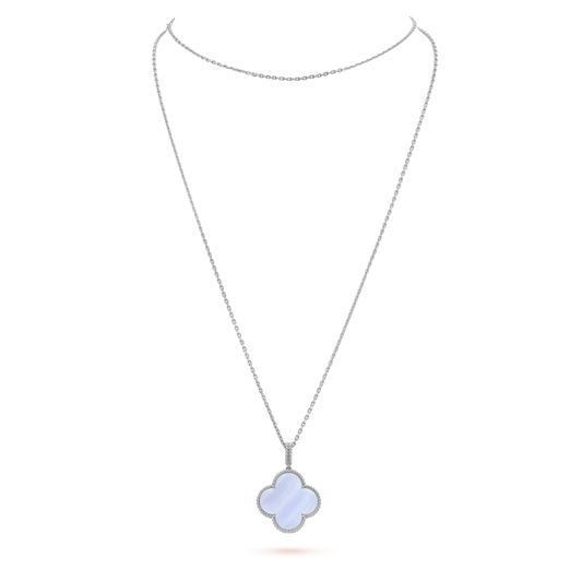 [ORA]CLOVER SILVER CHALCEDONY BIG CLOVER NECKLACE