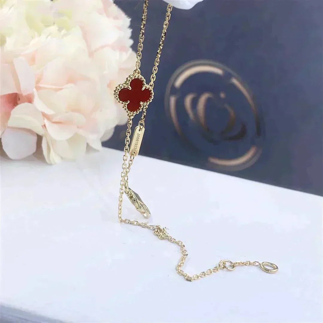 [ORA]CLOVER  CARNELIAN SINGLE FLOWER BRACELET