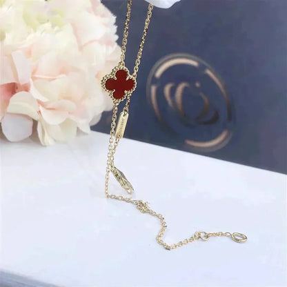[ORA]CLOVER  CARNELIAN SINGLE FLOWER BRACELET