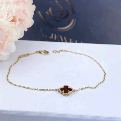 [ORA]CLOVER  CARNELIAN SINGLE FLOWER BRACELET