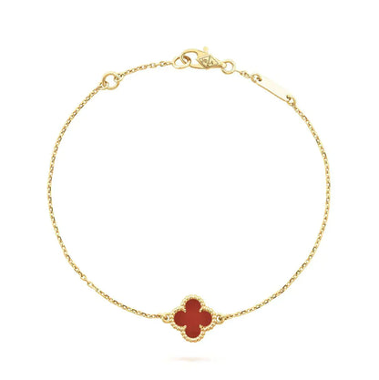 [ORA]CLOVER  CARNELIAN SINGLE FLOWER BRACELET