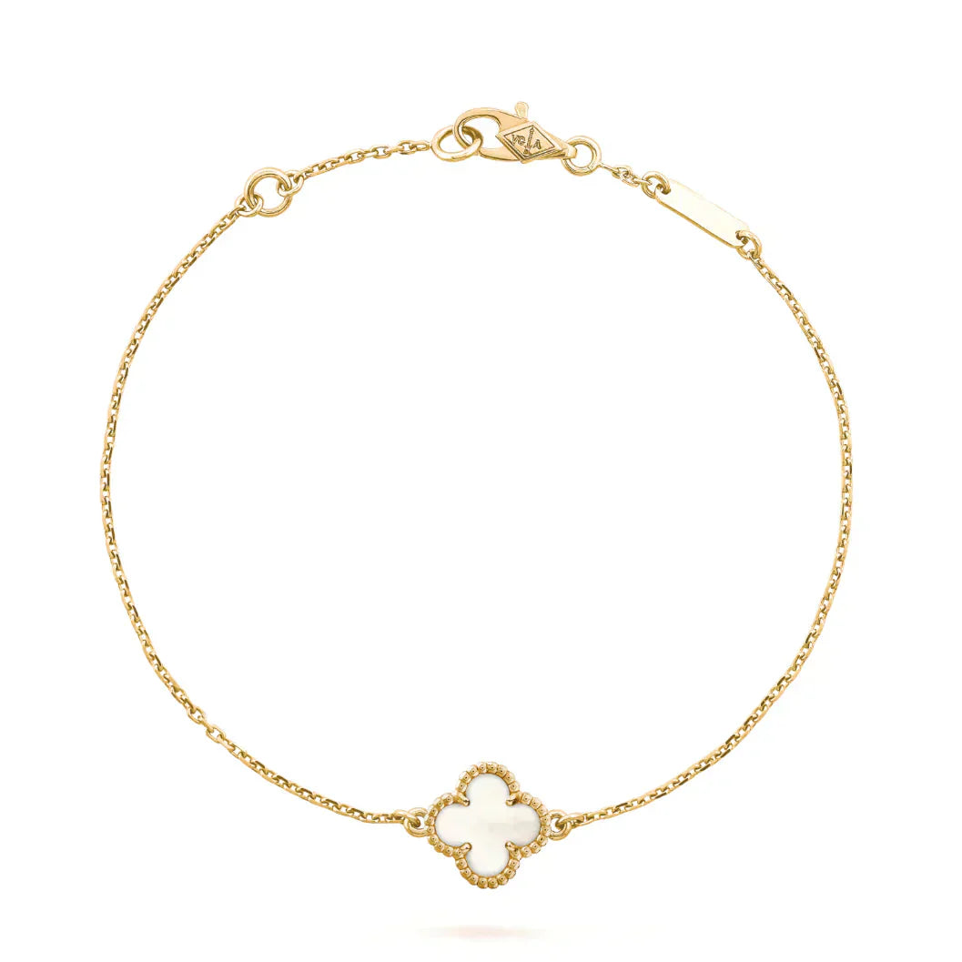 [ORA]CLOVER WHITE MOP SINGLE FLOWER BRACELET