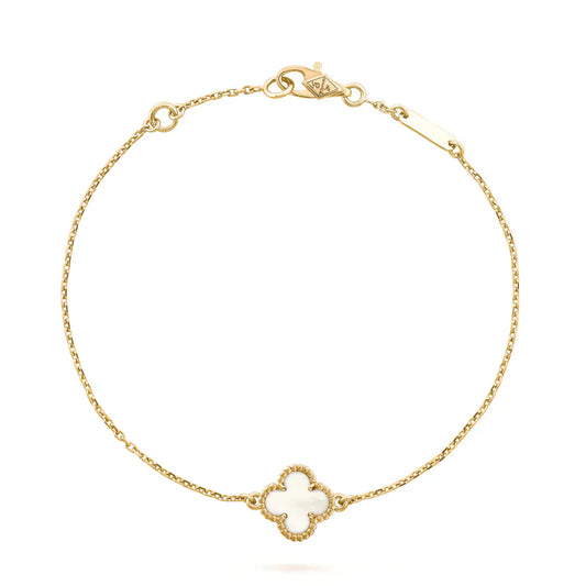 [ORA]CLOVER WHITE MOP SINGLE FLOWER BRACELET