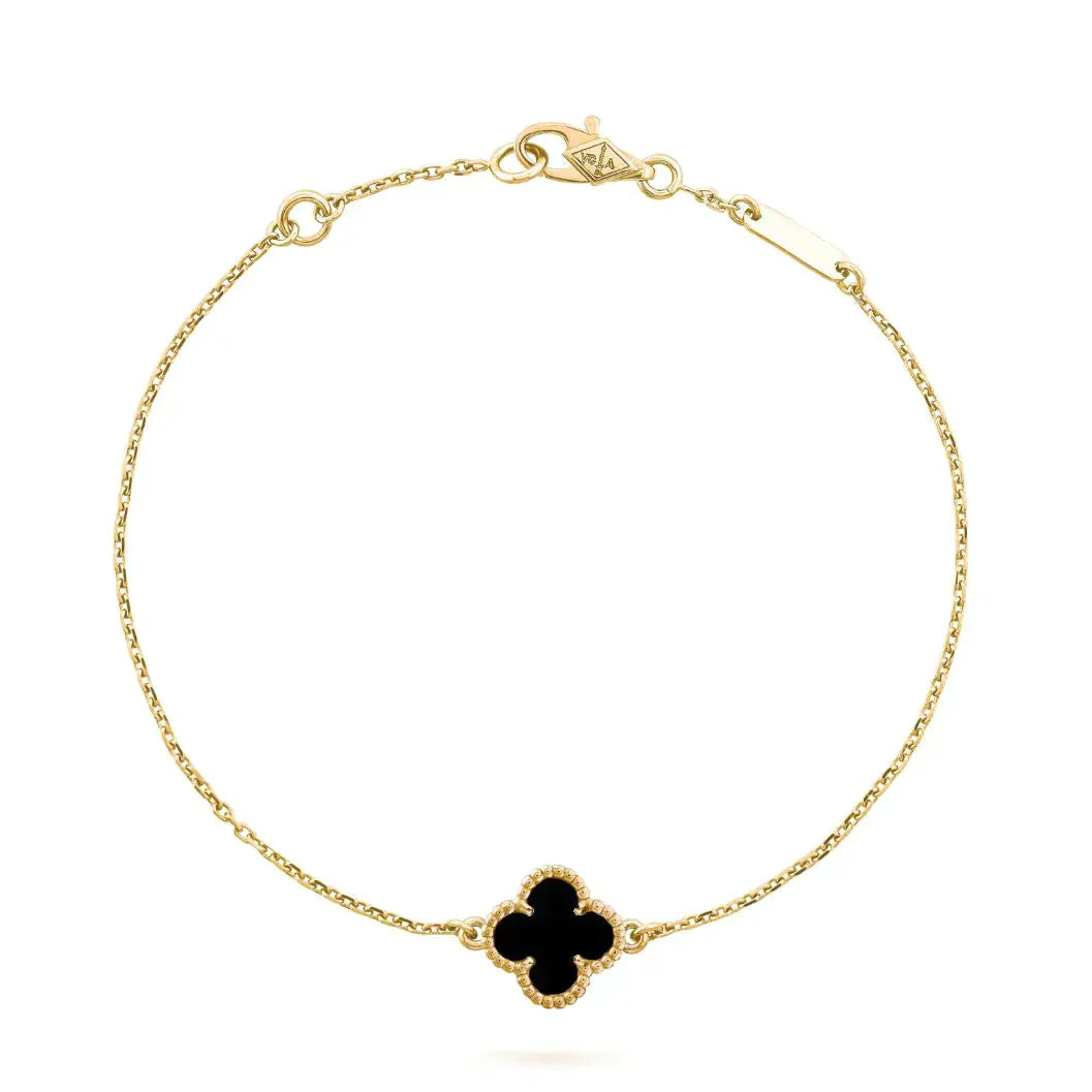 [ORA]CLOVER ONYX SINGLE FLOWER BRACELET