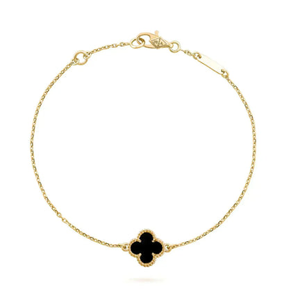 [ORA]CLOVER ONYX SINGLE FLOWER BRACELET