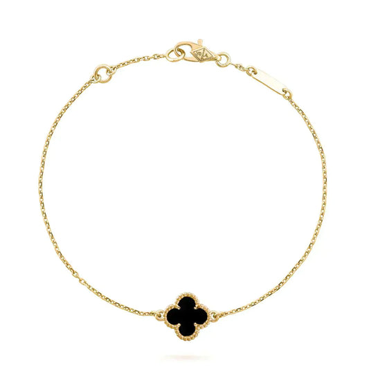 [ORA]CLOVER ONYX SINGLE FLOWER BRACELET