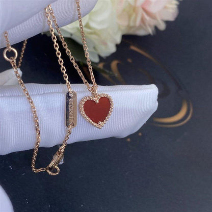 [ORA]SWEET CLOVER CARNELIAN HEART NECKLACE