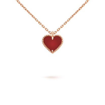 [ORA]SWEET CLOVER CARNELIAN HEART NECKLACE
