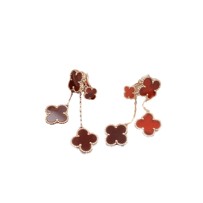 [ORA]CLOVER EARRINGS CARNELIAN 4 MOTIFS PINK GOLD
