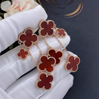 [ORA]CLOVER EARRINGS CARNELIAN 4 MOTIFS PINK GOLD