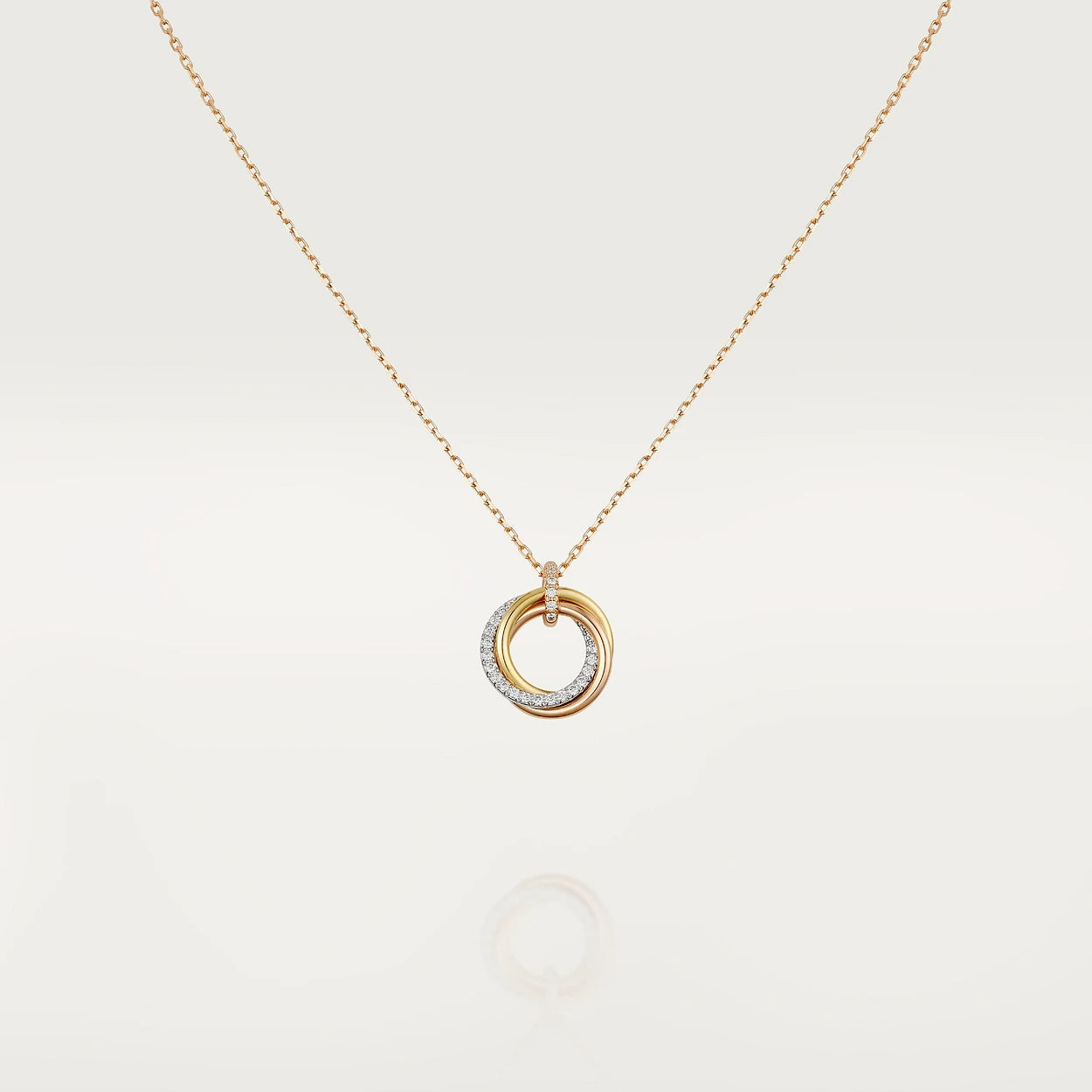 [ORA]TRINITY NECKLACE SILVER GOLD PINK GOLD DIAMONDS