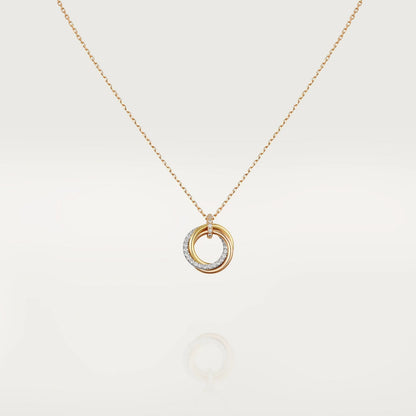 [ORA]TRINITY NECKLACE SILVER GOLD PINK GOLD DIAMONDS