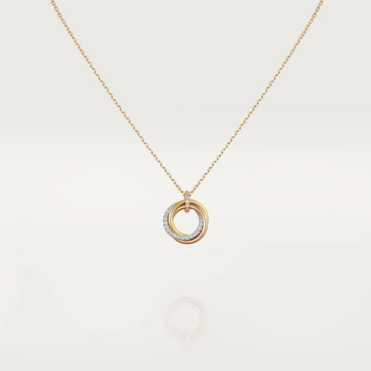 [ORA]TRINITY NECKLACE SILVER GOLD PINK GOLD DIAMONDS