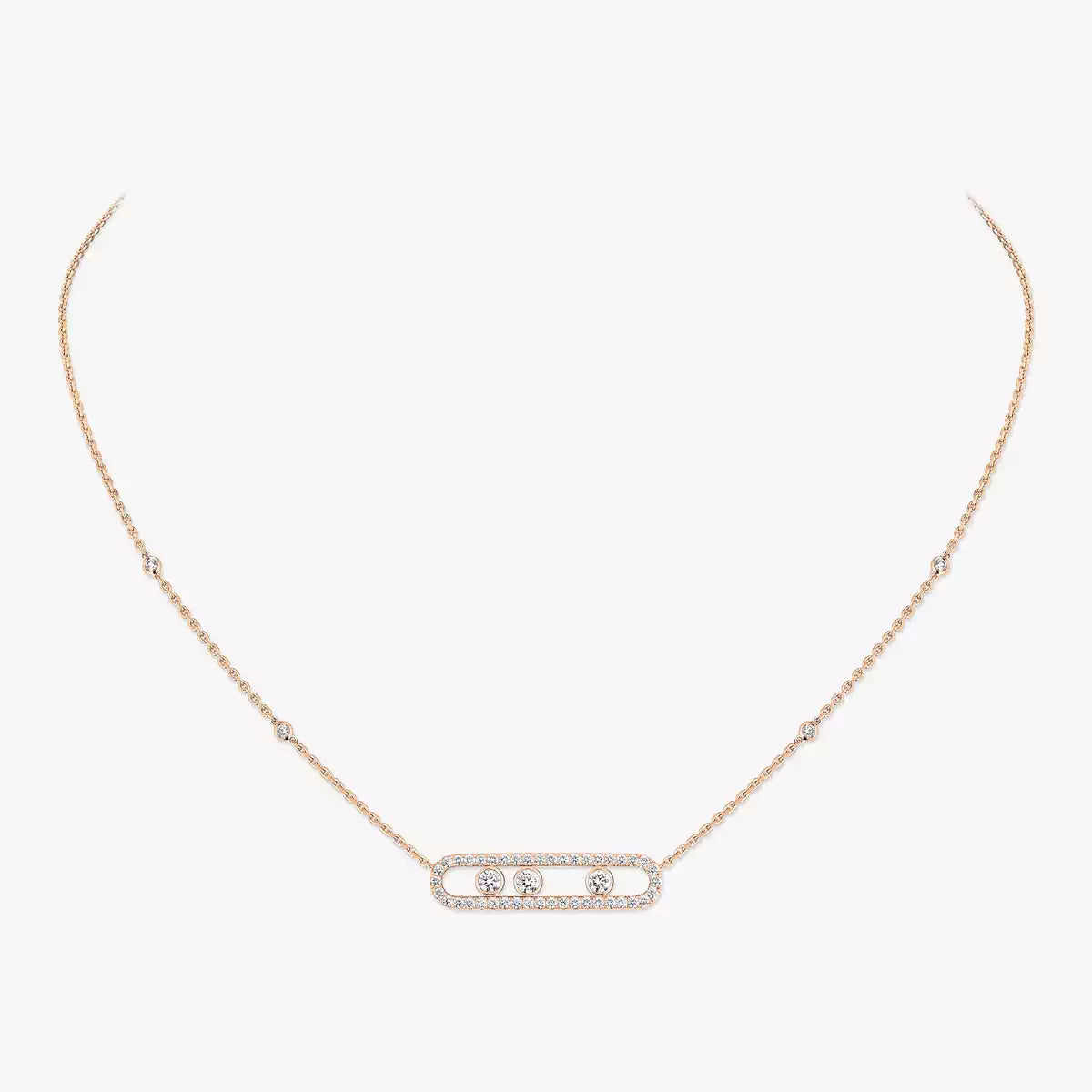 [ORA] Move Pave_ Rose Gold Diamond Necklace
