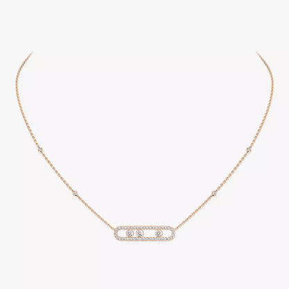 [ORA] Move Pave_ Rose Gold Diamond Necklace