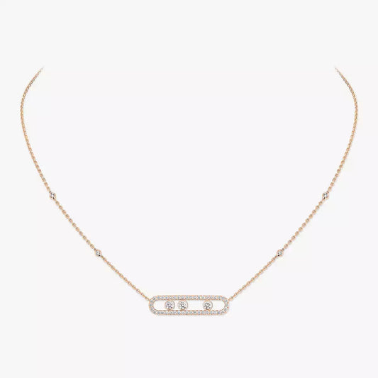 [ORA] Move Pave_ Rose Gold Diamond Necklace
