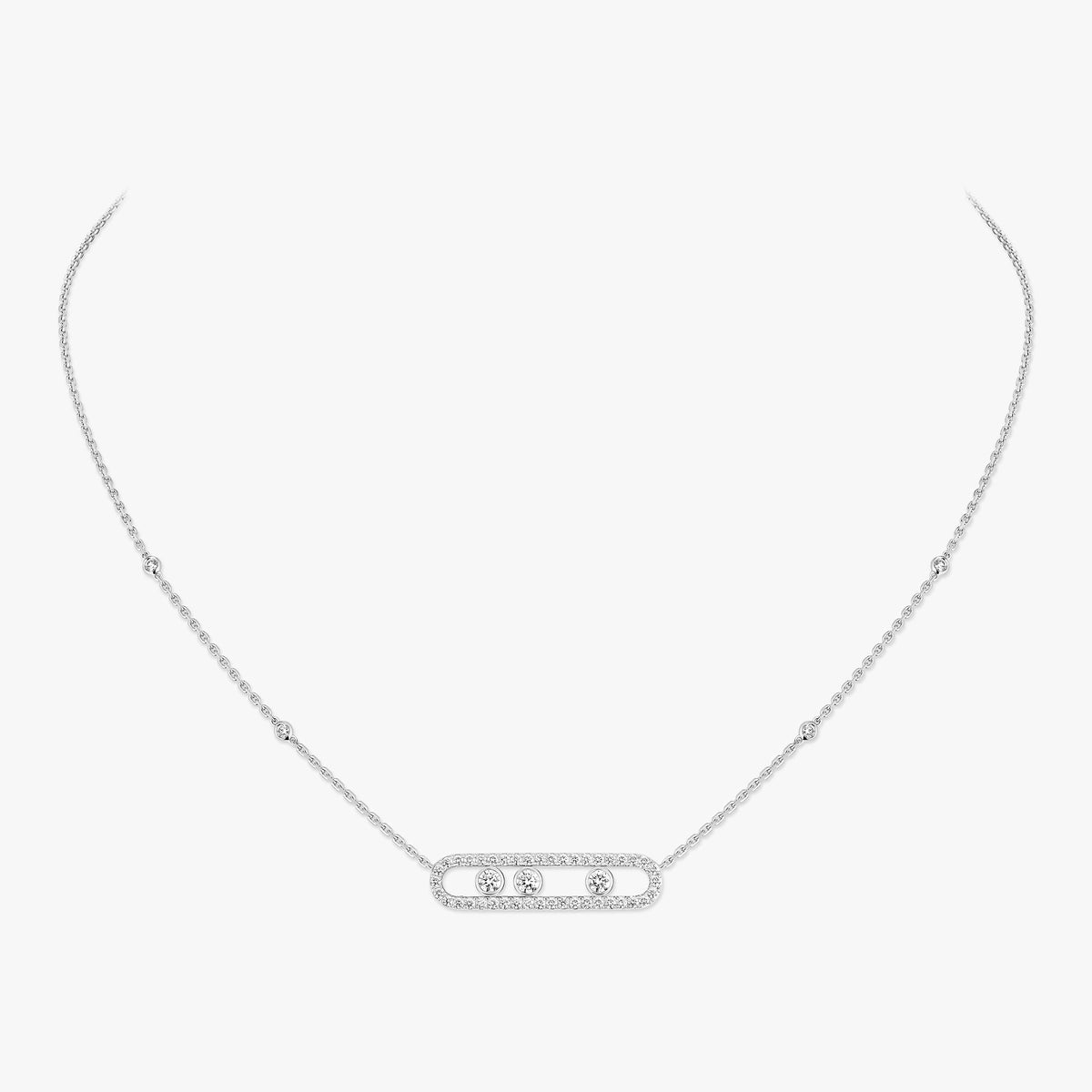 [ORA] Move Pave_ Rose Gold Diamond Necklace