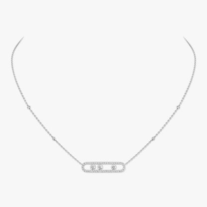 [ORA] Move Pave_ Rose Gold Diamond Necklace