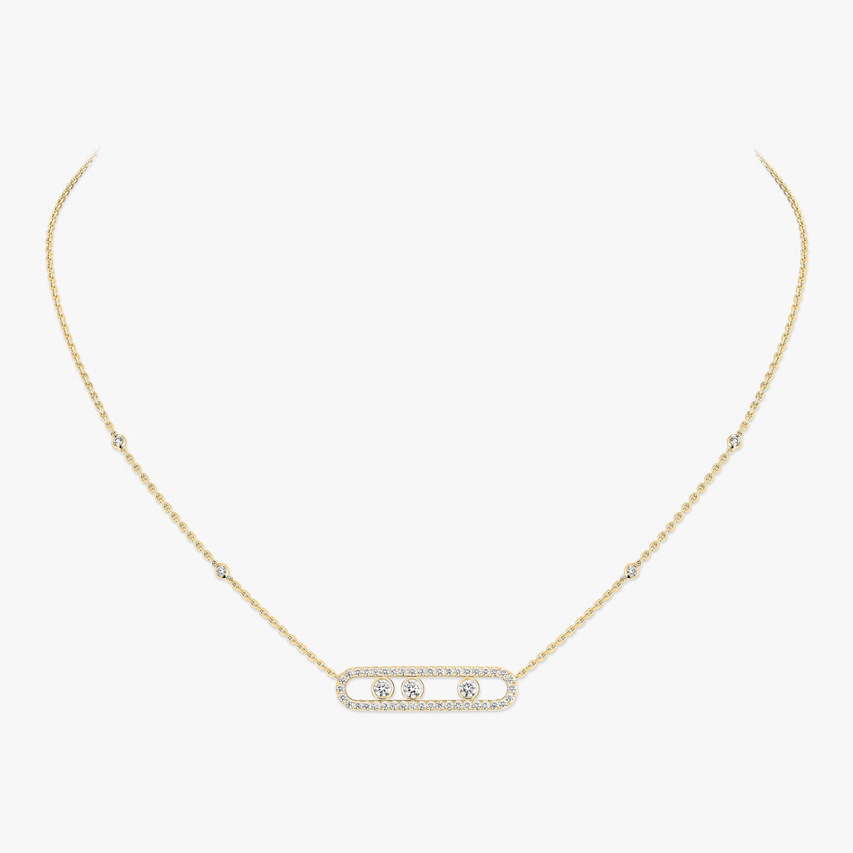 [ORA] Move Pave_ Rose Gold Diamond Necklace