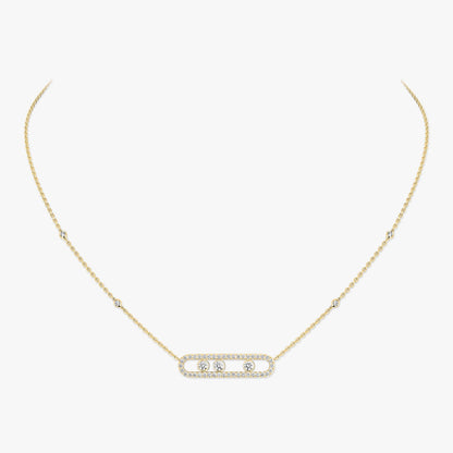 [ORA] Move Pave_ Rose Gold Diamond Necklace