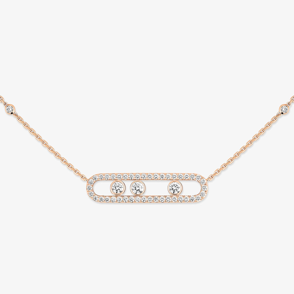 [ORA] Move Pave_ Rose Gold Diamond Necklace