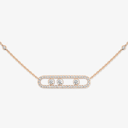 [ORA] Move Pave_ Rose Gold Diamond Necklace