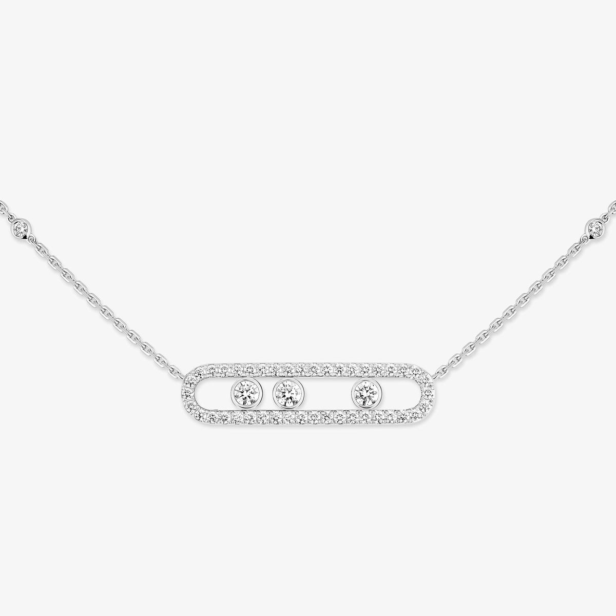 [ORA] Move Pave_ Rose Gold Diamond Necklace