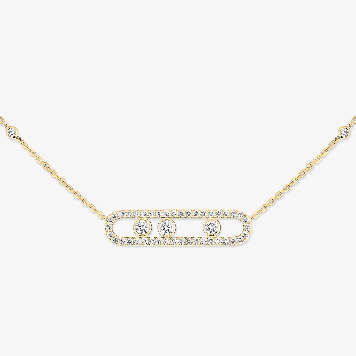[ORA] Move Pave_ Rose Gold Diamond Necklace