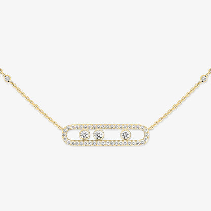 [ORA] Move Pave_ Rose Gold Diamond Necklace