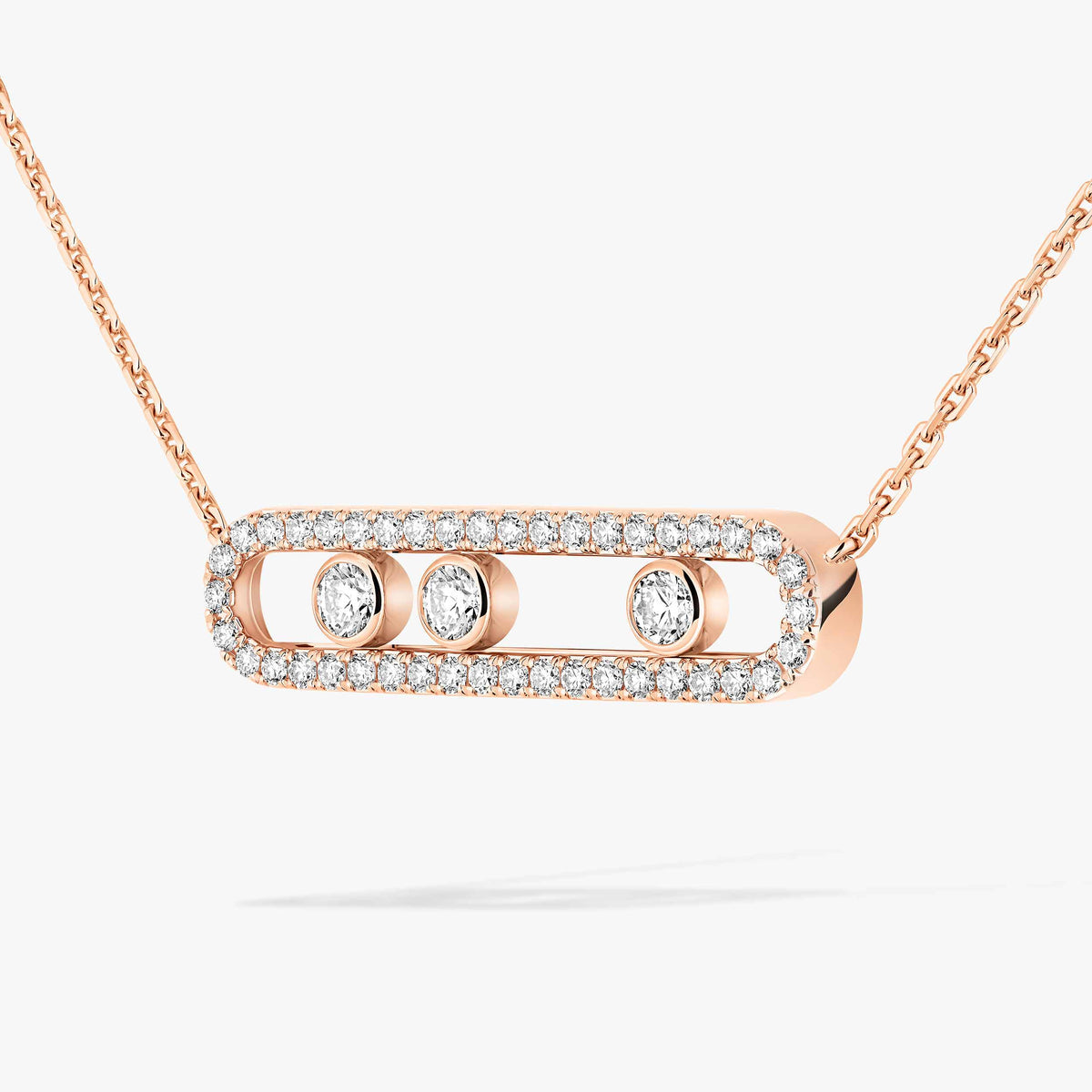 [ORA] Move Pave_ Rose Gold Diamond Necklace