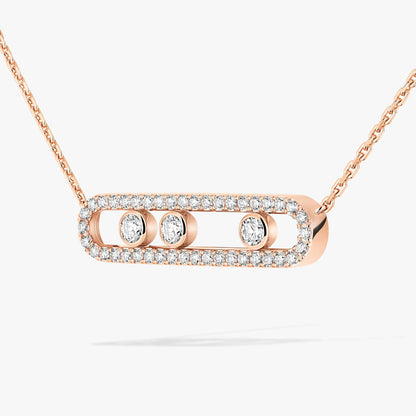 [ORA] Move Pave_ Rose Gold Diamond Necklace