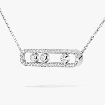 [ORA] Move Pave_ Rose Gold Diamond Necklace