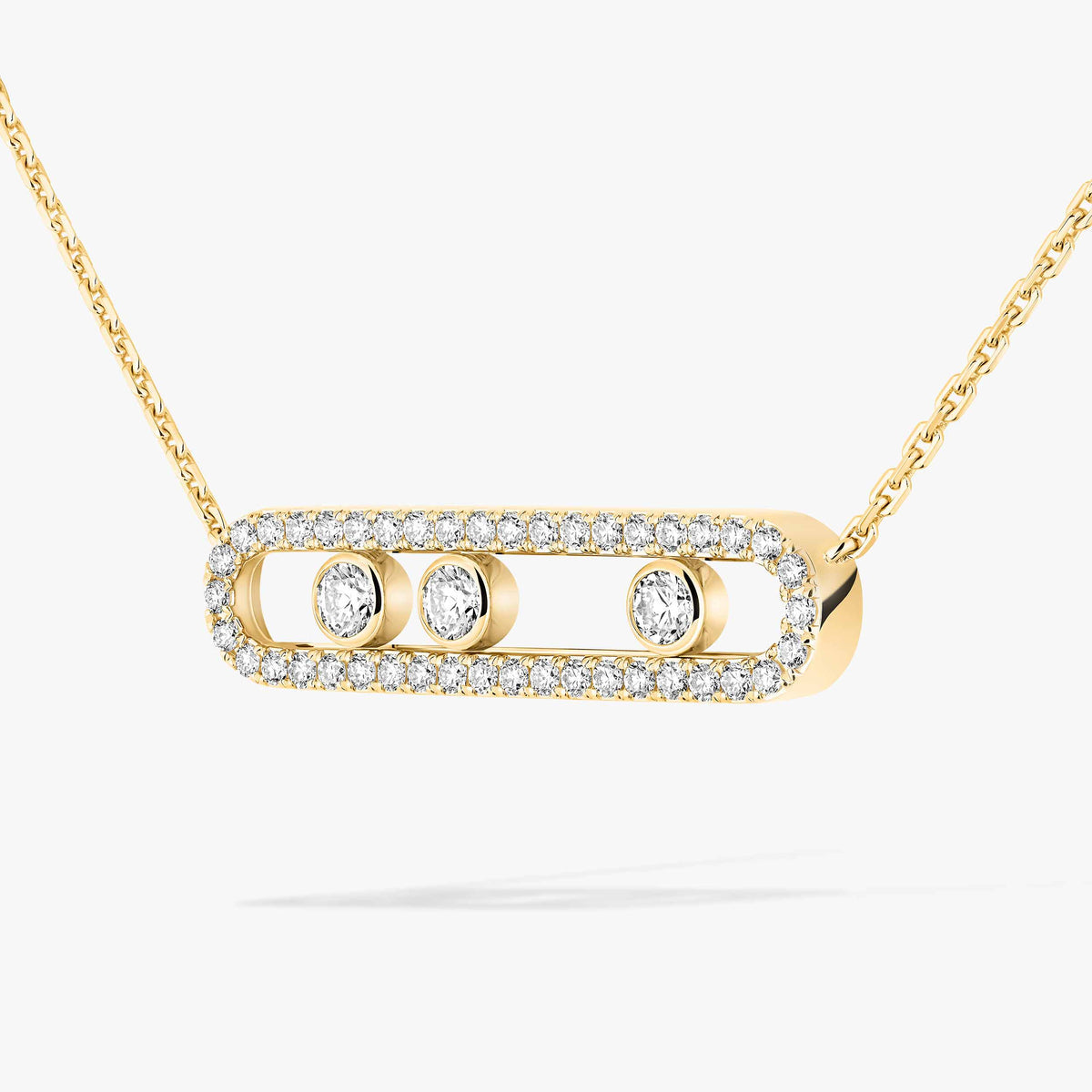 [ORA] Move Pave_ Rose Gold Diamond Necklace