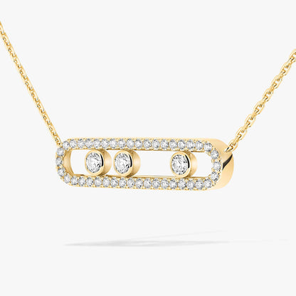 [ORA] Move Pave_ Rose Gold Diamond Necklace