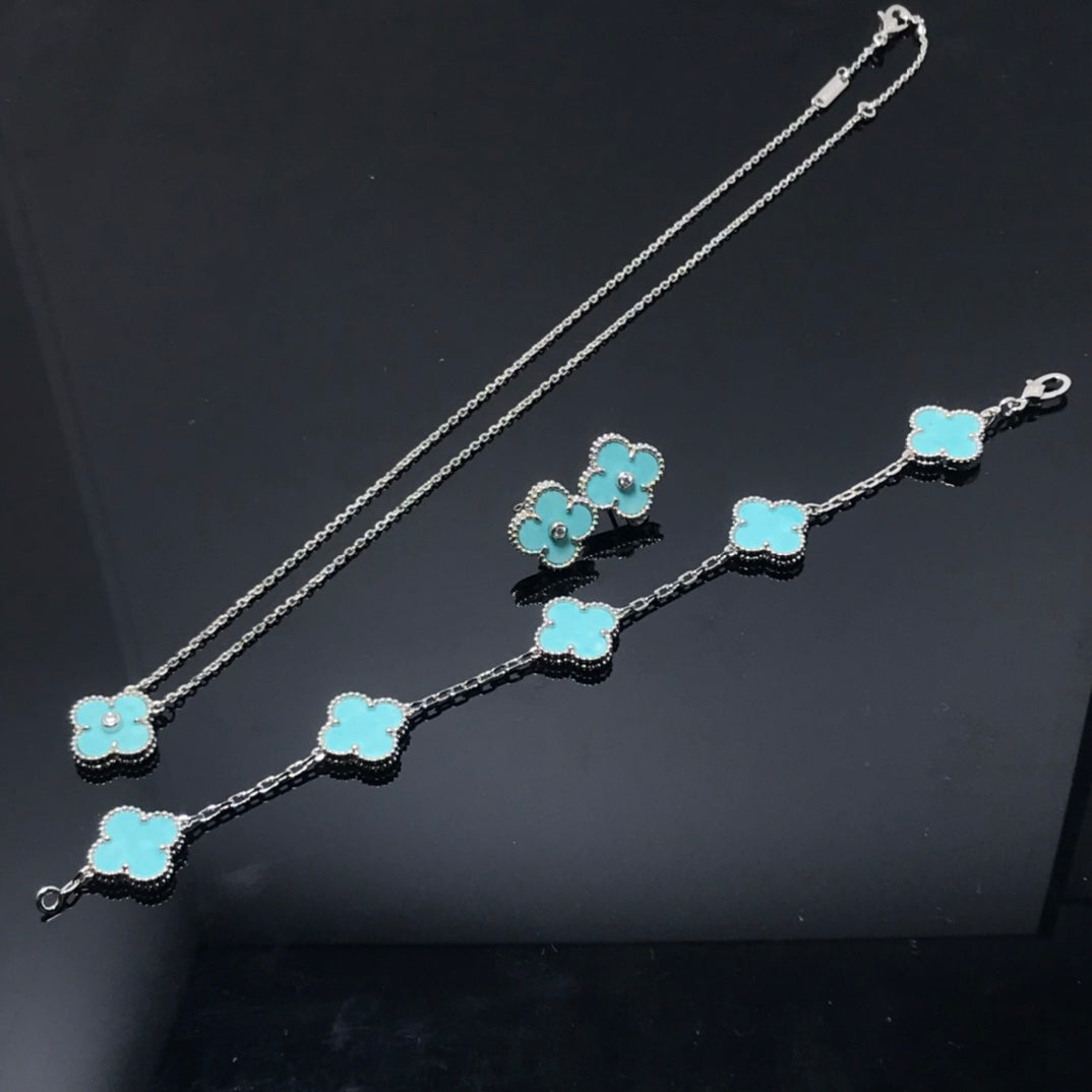 [ORA]CLOVER 1 DIAMOND BLUE SKY SILVER EARRINGS