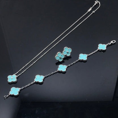 [ORA]CLOVER 1 DIAMOND BLUE SKY SILVER EARRINGS