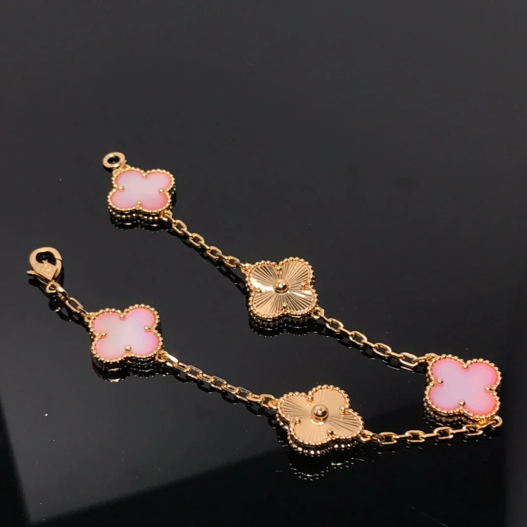 [ORA] CLOVER 5 MOTIFS  PINK MOP BRACELET COLLECTION